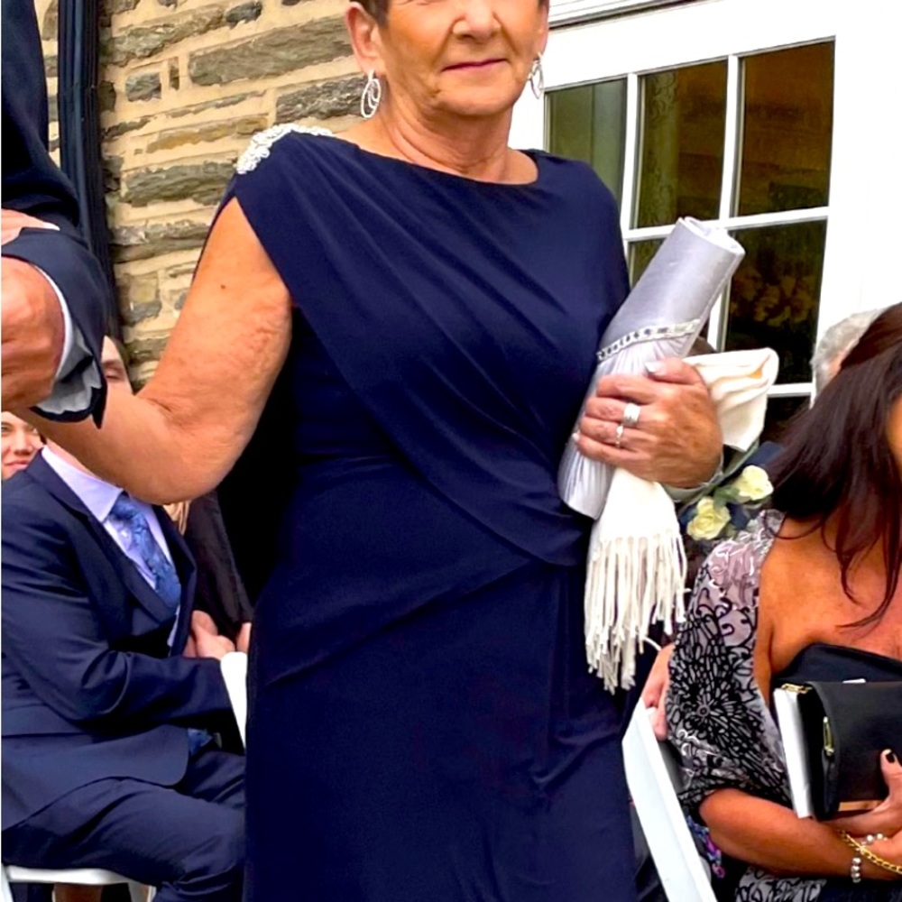Long Navy dress-perfect for formal wedding or grandmother of Bride or Groom.